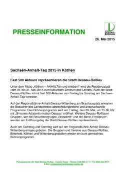 PRESSEINFORMATION 26. Mai 2015 Sachsen - Dessau