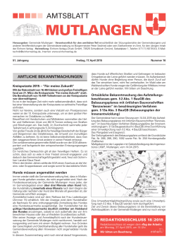 Amtsblatt KW 16 2015 - in der Gemeinde Mutlangen