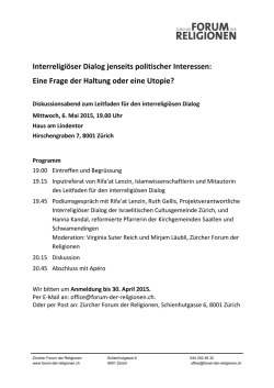 Interreligi&ouml;ser Dialog jenseits politischer Interessen: Eine Frage