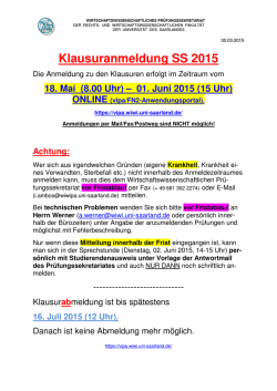 InfoKlausuranmeldung SS15 - Wirtschaftswissenschaftliches