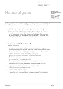 Hausaufgabe - Hochschule für Gestaltung Schwäbisch Gmünd