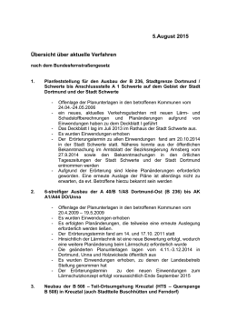 Übersicht über aktuelle Verfahren nach dem BFstrG