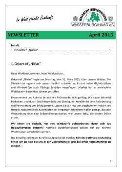 13. Newsletter April 2015