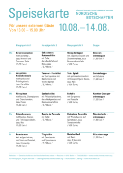 Speisekarte - Nordische Botschaften | Berlin