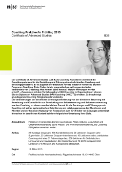 Coaching Praktiker/in Frühling 2015 Certificate of Advanced Studies