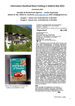 Information Slowfood Reise Fr&uuml;hling in S&uuml;dtirol
