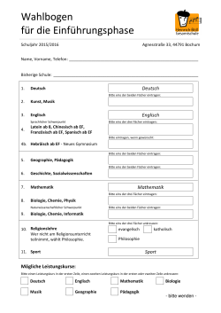 Wahlbogen für die EF - Heinrich-Böll