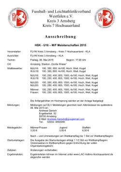 Ausschreibung HSK U16 - MF Meisterschaften 2015