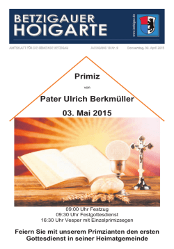 Primiz Pater Ulrich Berkm&uuml;ller 03. Mai 2015