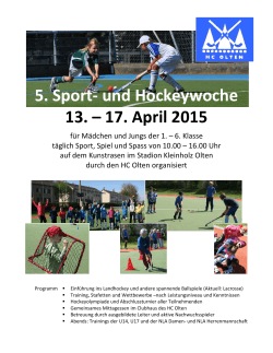 5. Sport- und Hockeywoche 13. – 17. April 2015
