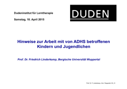 Hinweise zur Arbeit mit von ADHS betroffenen Kindern und