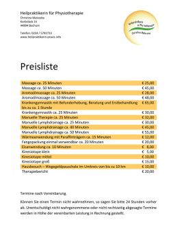 Preisliste - Heilpraktikerin f&uuml;r Physiotherapie