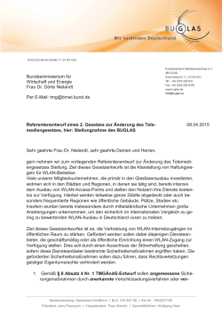 BUGLAS-Stellungnahme zum Referentenentwurf TelemedienG