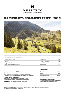 Kaiserlift-sommertarife 2015