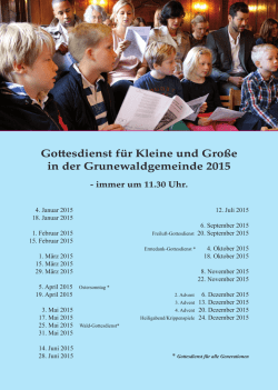 Gottesdienst f&uuml;r Kleine und Gro&szlig;e in der Grunewaldgemeinde 2015