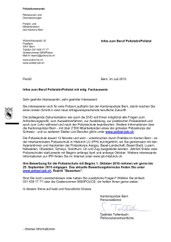 Infos zum Beruf Polizistin/Polizist PersD Bern, April 2015 Infos zum