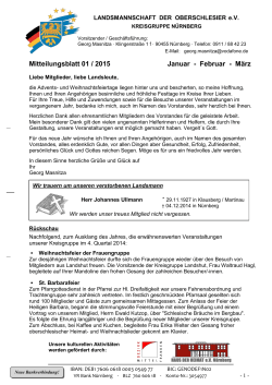 Mitteilungsblatt Q1-2015 - Landsmannschaft der Oberschlesier eV