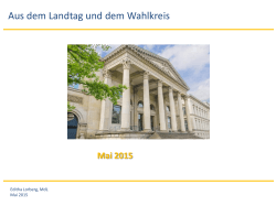 Aus dem Landtag und dem Wahlkreis Mai 2015
