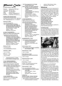 Gottesdienstkalender Mitteilung