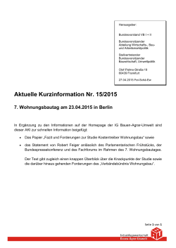 7. Wohnungsbautag am 23.Aprl 2015 in Berlin Zusammenfassung