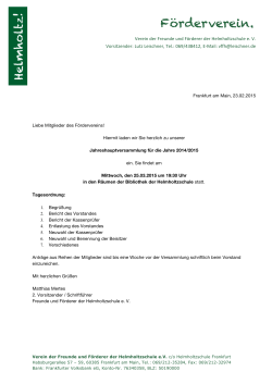 Einladung JHV 2015 - Förderverein der Helmholtzschule eV