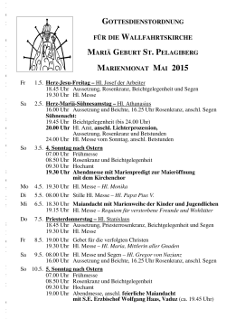 Gottesdienstordnung f&uuml;r den Monat Mai
