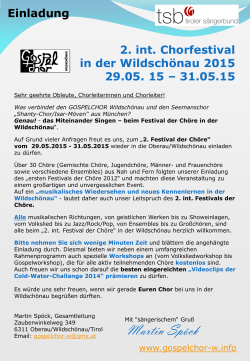 Ausschreibung Chorfestival 2015
