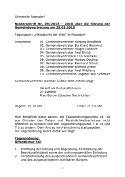 Protokoll zur Sitzung der Gemeindevertretung am 25.03
