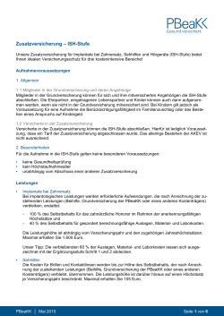 Zusatzversicherung &ndash; ISH-Stufe - Postbeamtenkrankenkasse PBeaKK
