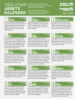 EHC-Gebetskalender Mai 2015