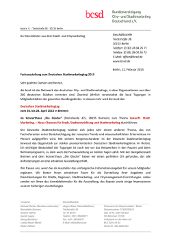 Informationen f&uuml;r Fachaussteller - und Stadtmarketing Deutschland eV