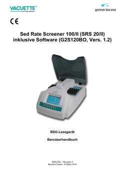 Sed Rate Screener 20/II - User`s Manual - Greiner Bio-One
