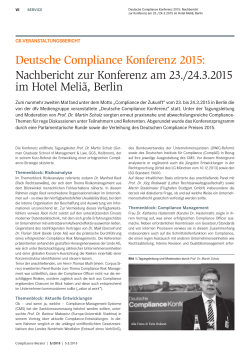 Deutsche Compliance Konferenz 2015: Nachbericht zur Konferenz