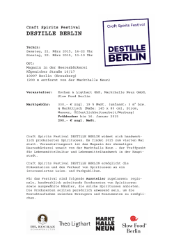 Anmeldung - Craft Spirits Festival DESTILLE BERLIN