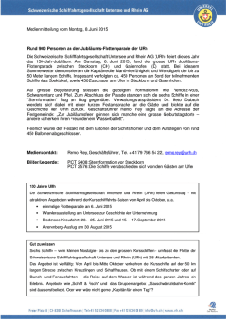 Medienmitteilung vom Montag, 8. Juni 2015 Rund 900 Personen an