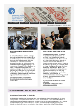 Newsletter, 30. März 2015 - Reformierte Kirchen Bern-Jura