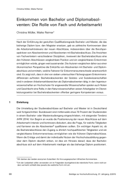 Einkommen von Bachelor und Diplomabsol
