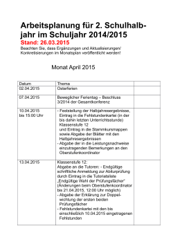 Schuljahresplan 2014/2015 - Heinrich-Heine