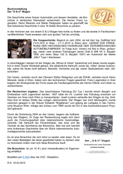 Buchvorstellung Der "D & U" Wagen Die Geschichte eines Grazer