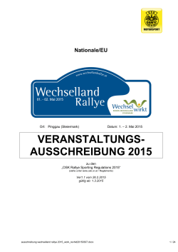 VERANSTALTUNGS- AUSSCHREIBUNG 2015