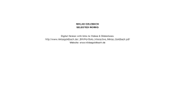 NIKLAS GOLDBACH SELECTED WORKS Digital Version with links