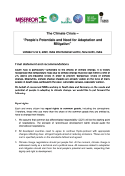 The Climate Crisis – “People`s Potentials and Need for Adaptation