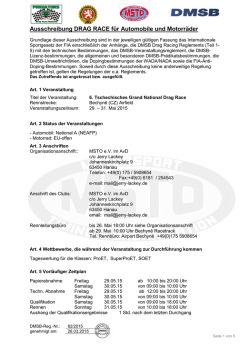 Ausschreibung DRAG RACE für Automobile und Motorräder