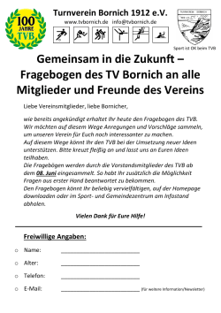 Fragebogen TVB - Turnverein Bornich 1912 e.V.