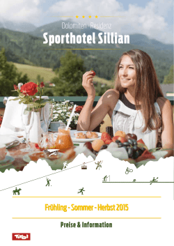 Sporthotel Sillian Sommer 2015 Preisliste