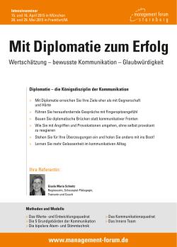 Mit Diplomatie zum Erfolg - Management Forum Starnberg GmbH