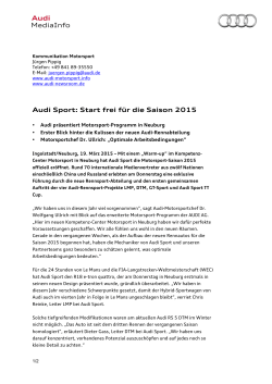 Audi Sport: Start frei für die Saison 2015