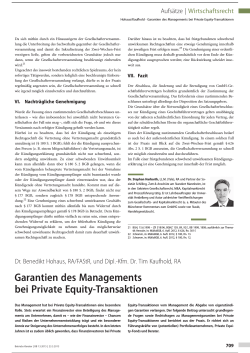 Garantien des Managements bei Private Equity