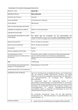 Modulhandbuch - Fachbereich Wirtschaft der Hochschule Wismar