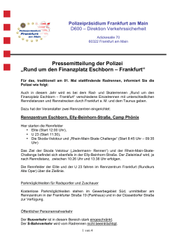 Pressemitteilung der Polizei „Rund um den Finanzplatz Eschborn
